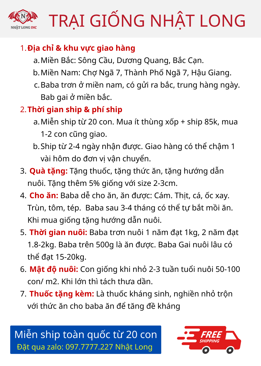 Quy trình giao Baba toàn quốc tại Nhật Long